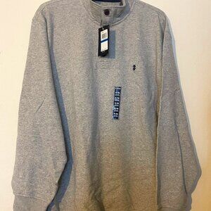 New IZOD Long Sleeve Pullover High Neck Sweatshirt, XL Light Grey Heather